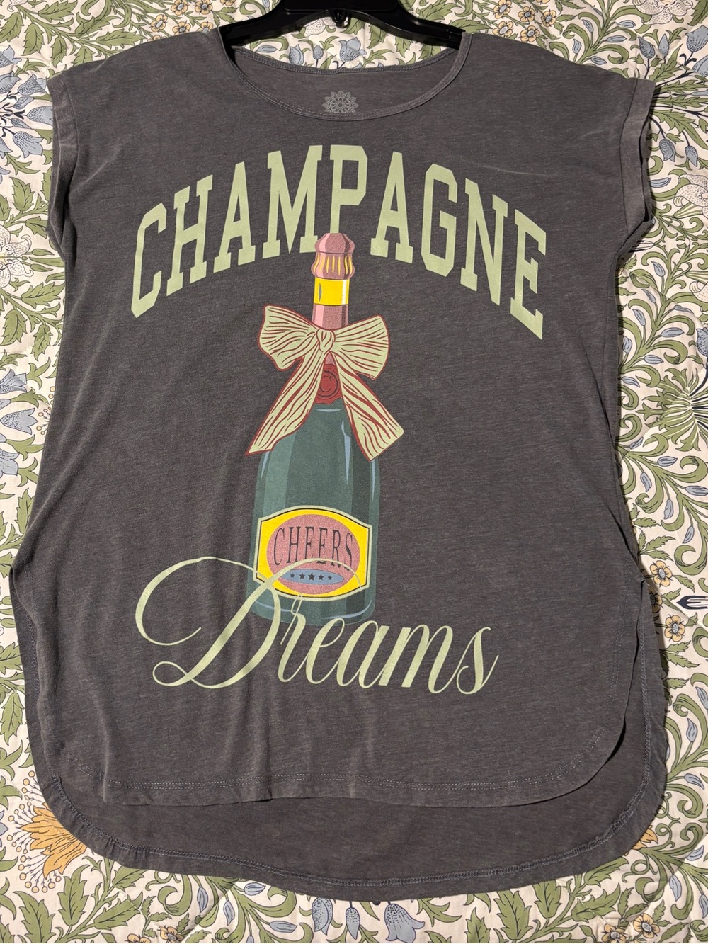 Interlace Champagne Dreams Graphic Tee - Charcoal with Multicolor Print S